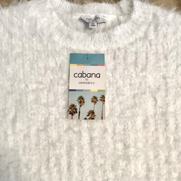 Cabana by Crown & Ivy New With Tag Eyelash Sweater with Sparkle XS White - Picture 4 of 7